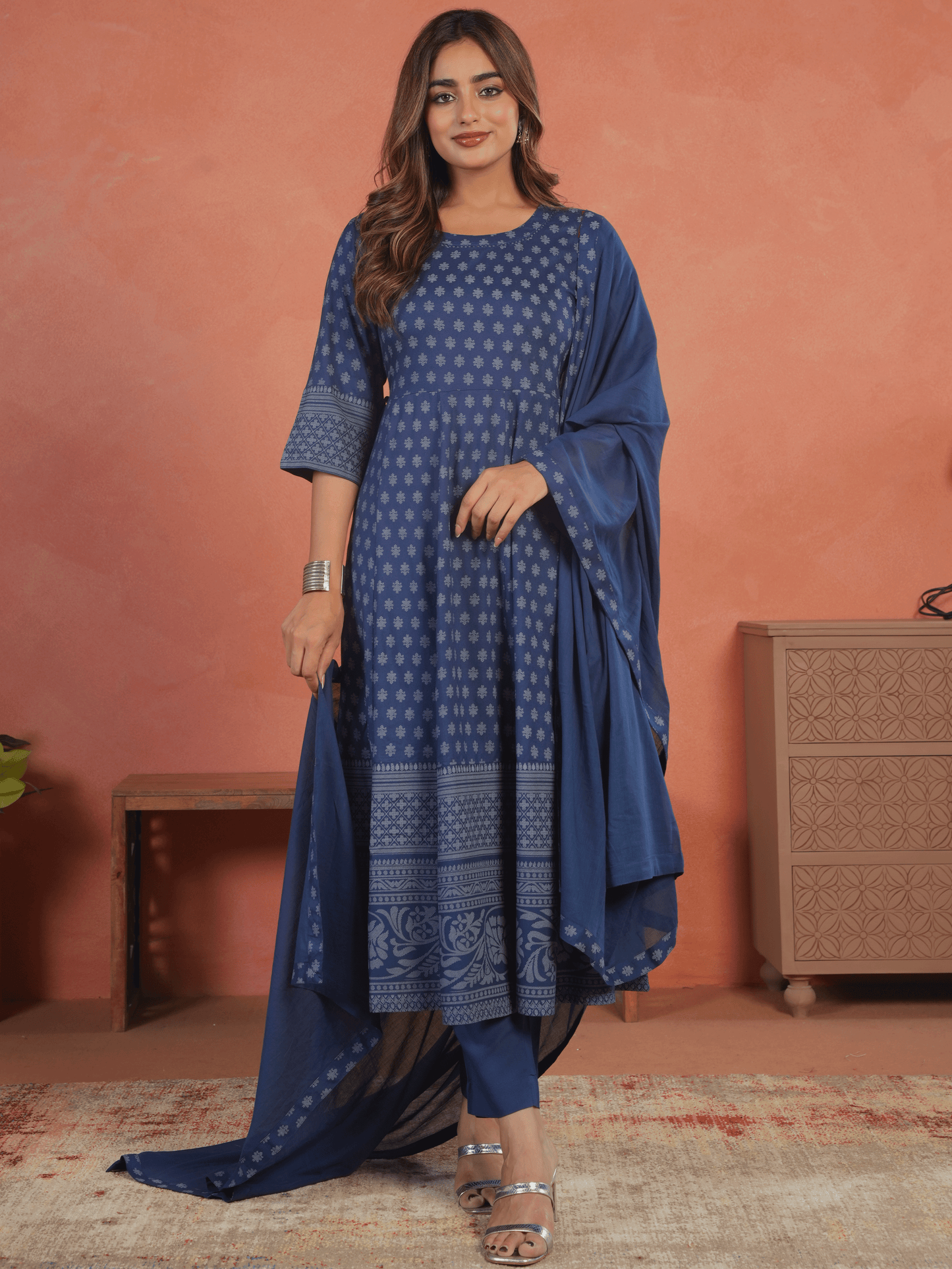 Cotton Voile Solid Indigo blue Dupatta
