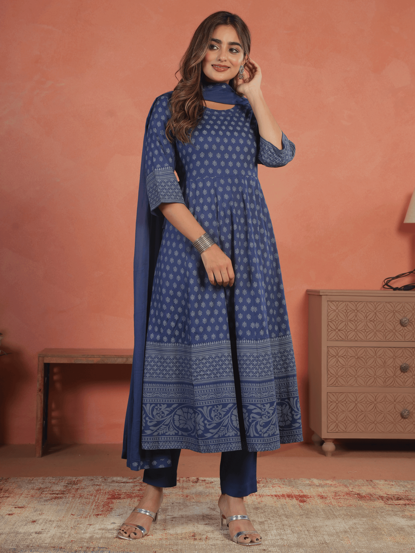 Cotton Voile Solid Indigo blue Dupatta