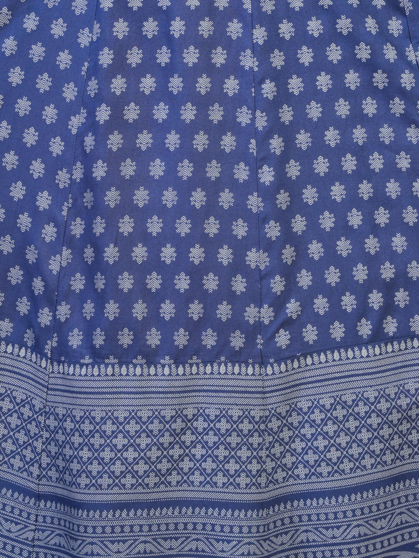 Embroidered Viscose Placement Print Indigo blue Kurta