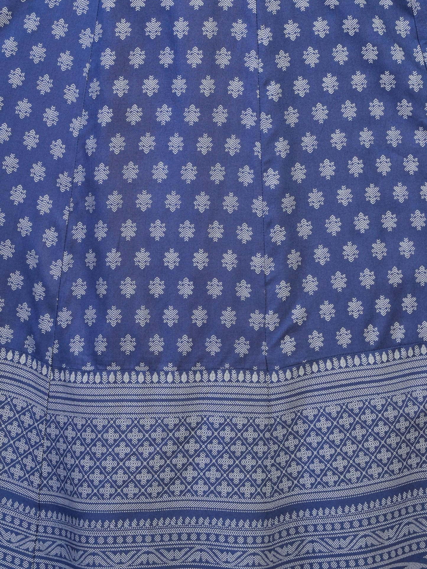 Embroidered Viscose Placement Print Indigo blue Kurta