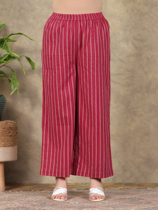 Kantha Cotton Border print Red Palazzo
