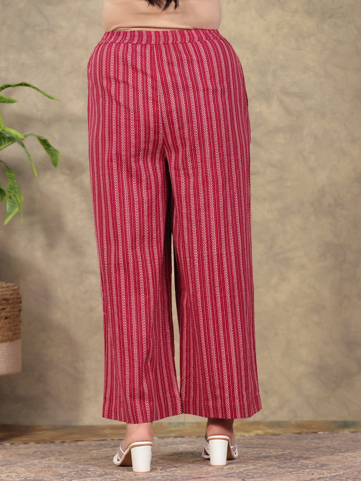Kantha Cotton Floral Straight Red Kurta