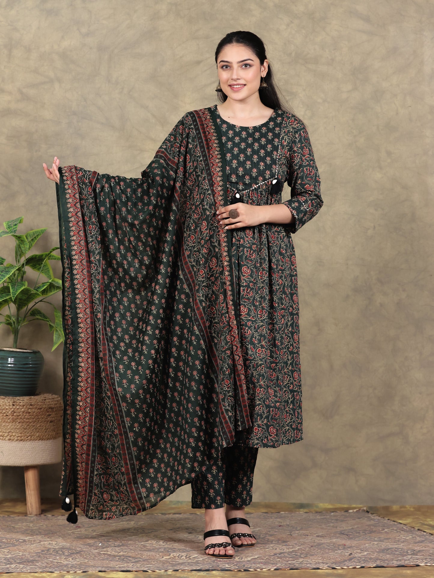 Cotton Voile Butti Green Dupatta