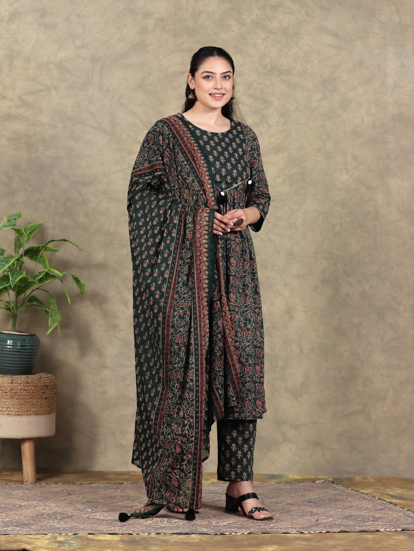 Cotton Voile Butti Green Dupatta