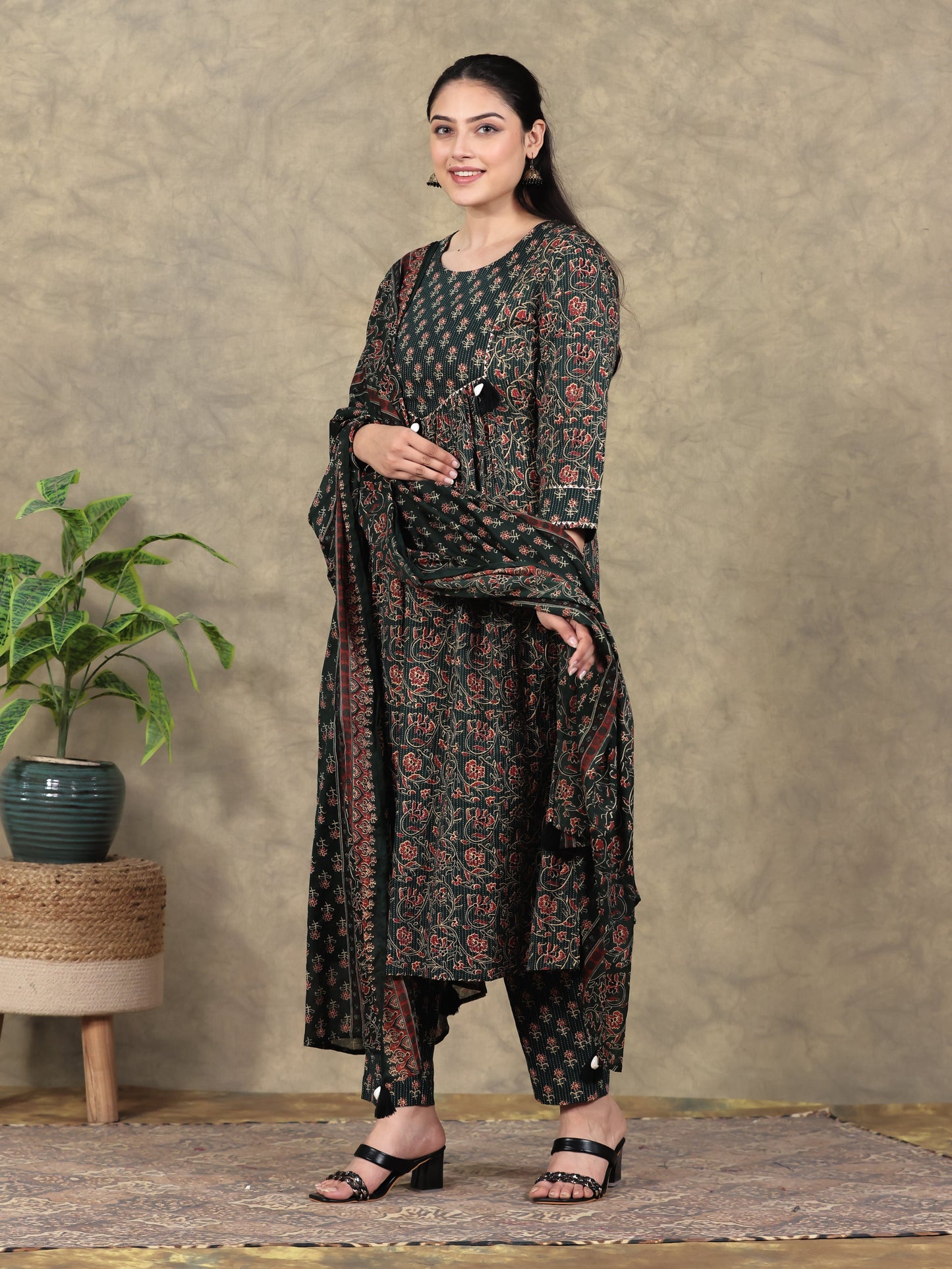 Cotton Voile Butti Green Dupatta