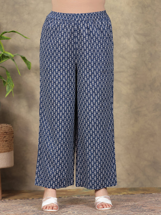 Kantha Cotton Butti Blue Palazzo