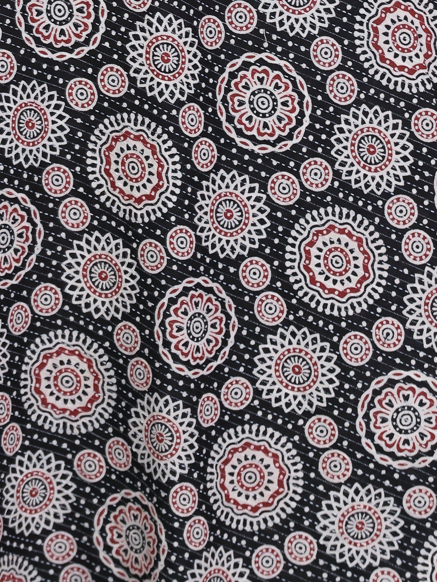Kantha Cotton Geometric Anarkali Black Dress
