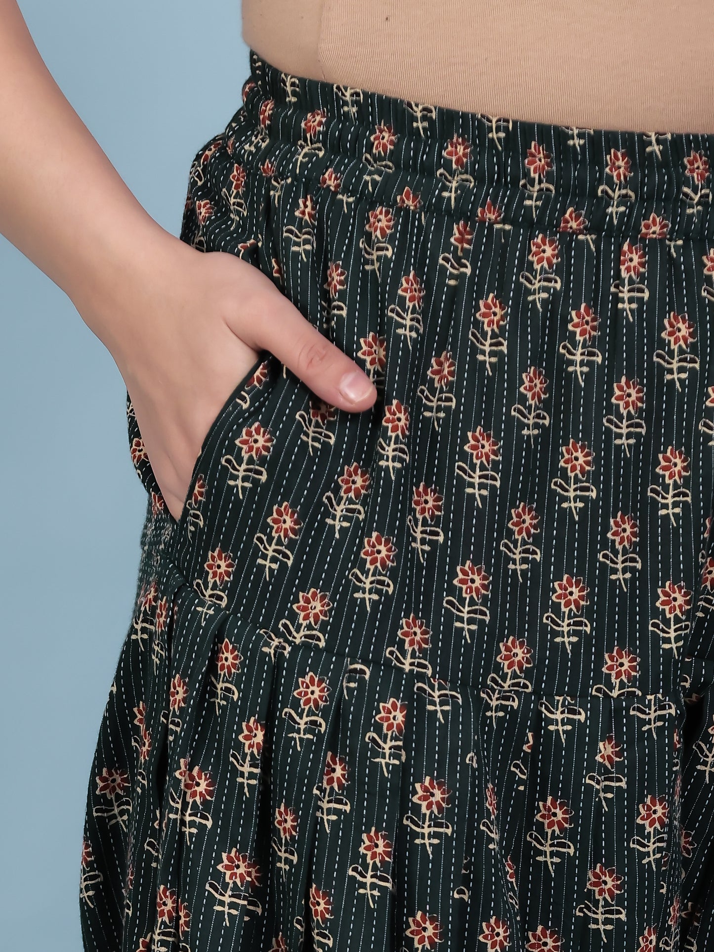 Kantha Cotton Butti Green Salwar