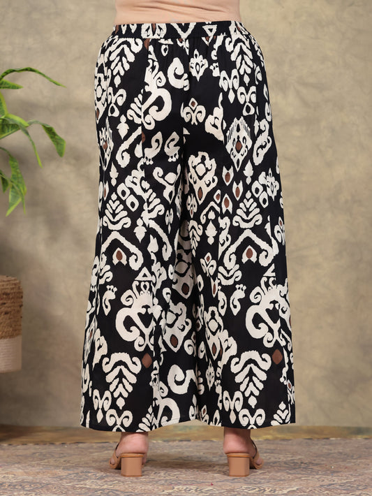 Soft Cotton Ikat Black Palazzo
