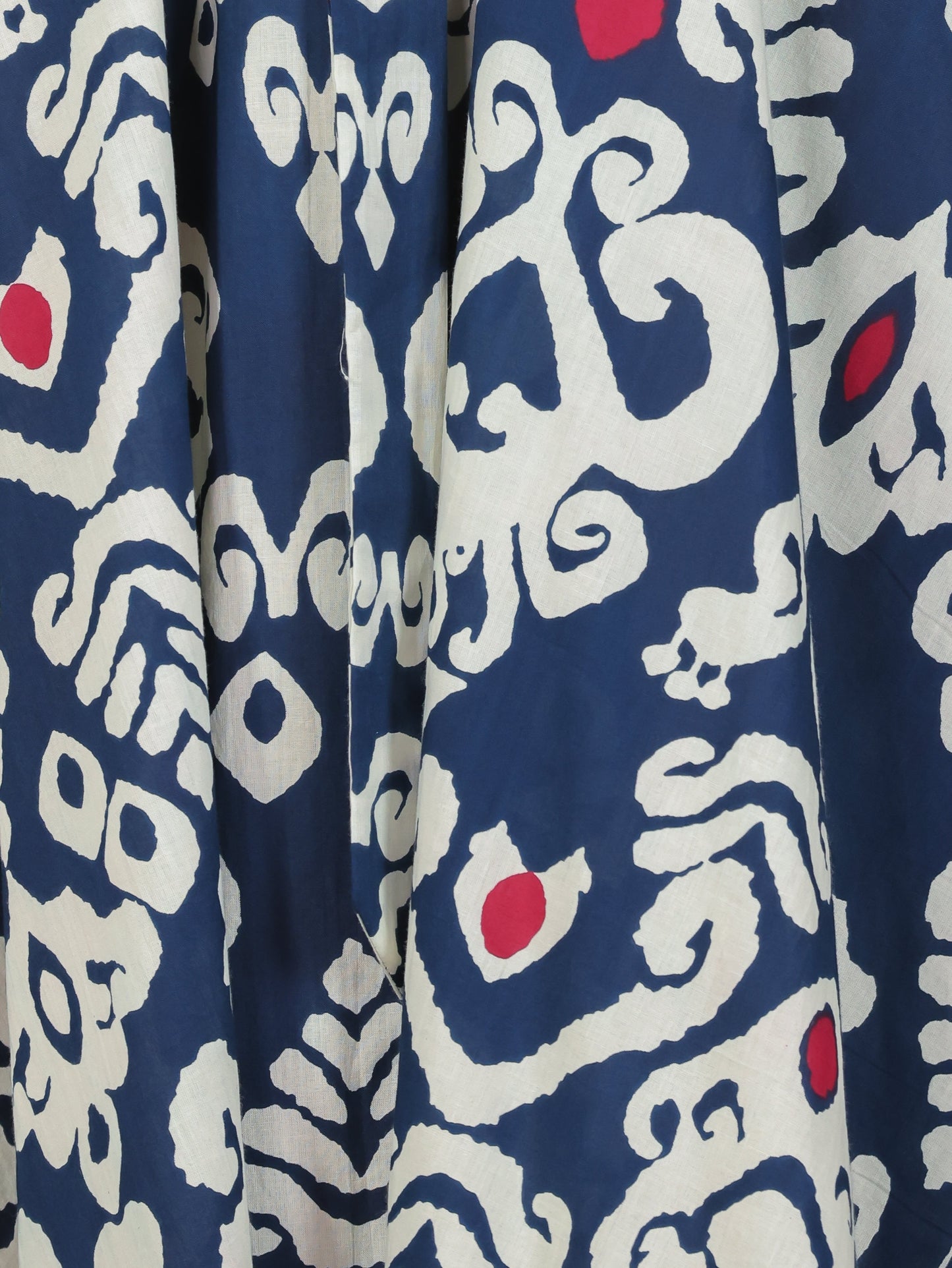 Soft Cotton Ikat Anarkali Navy Blue Dress