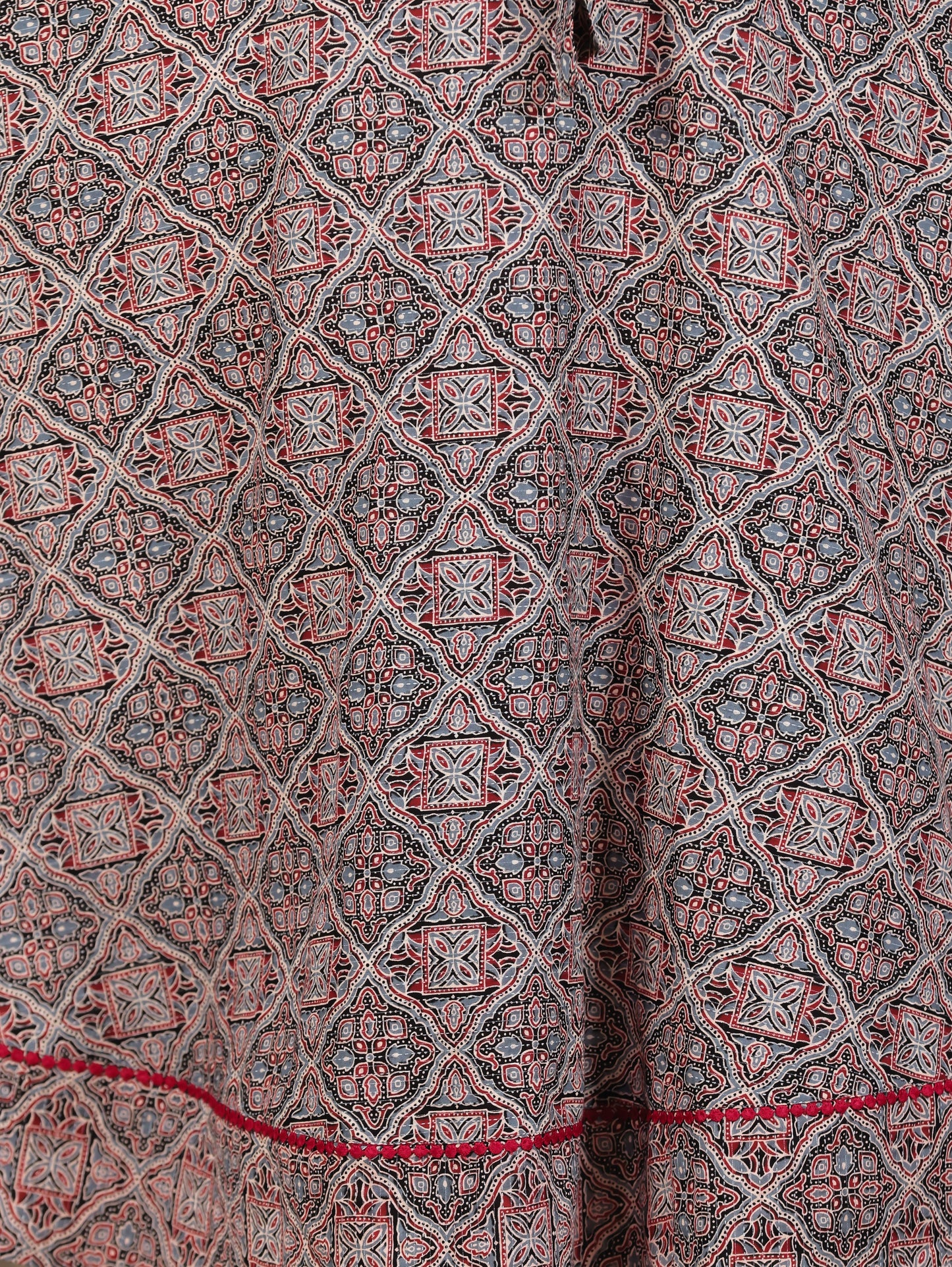 Kantha Cotton Ajrakh Anarkali Rust Dress