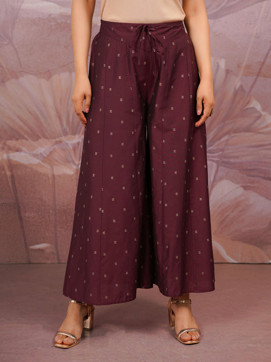 Chanderi Gold foil Maroon Palazzo