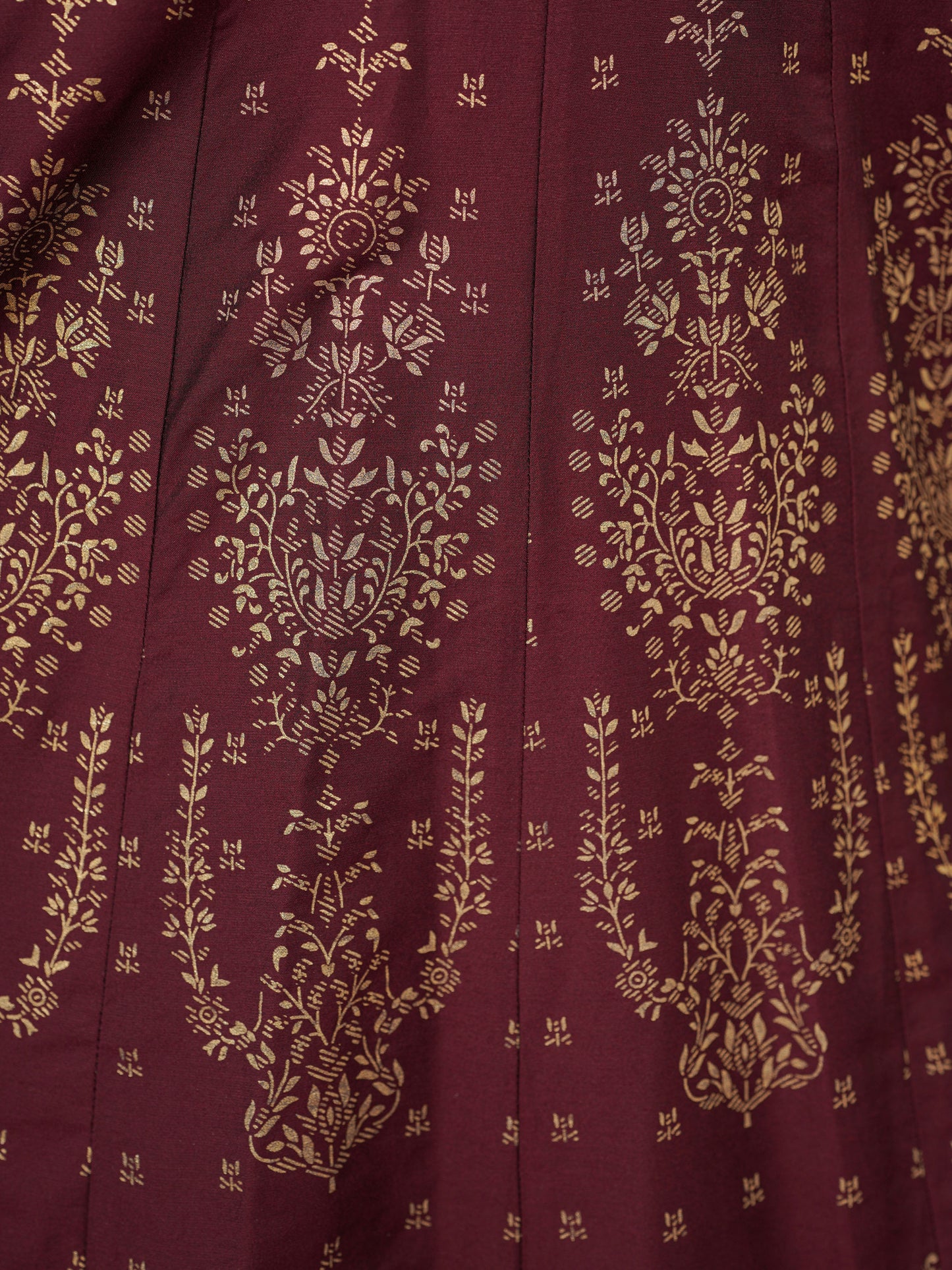 Chanderi Gold foil Anarkali Maroon Kurta