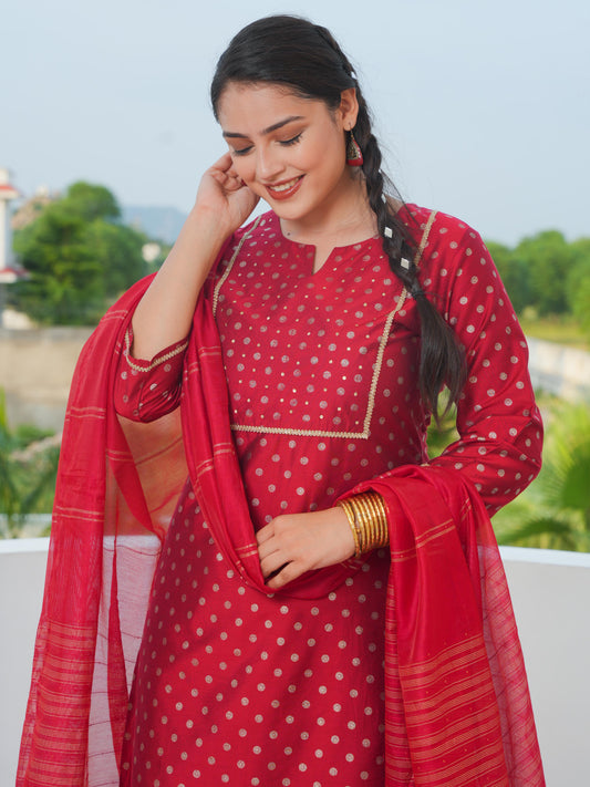 Georgette Solid Red Dupatta