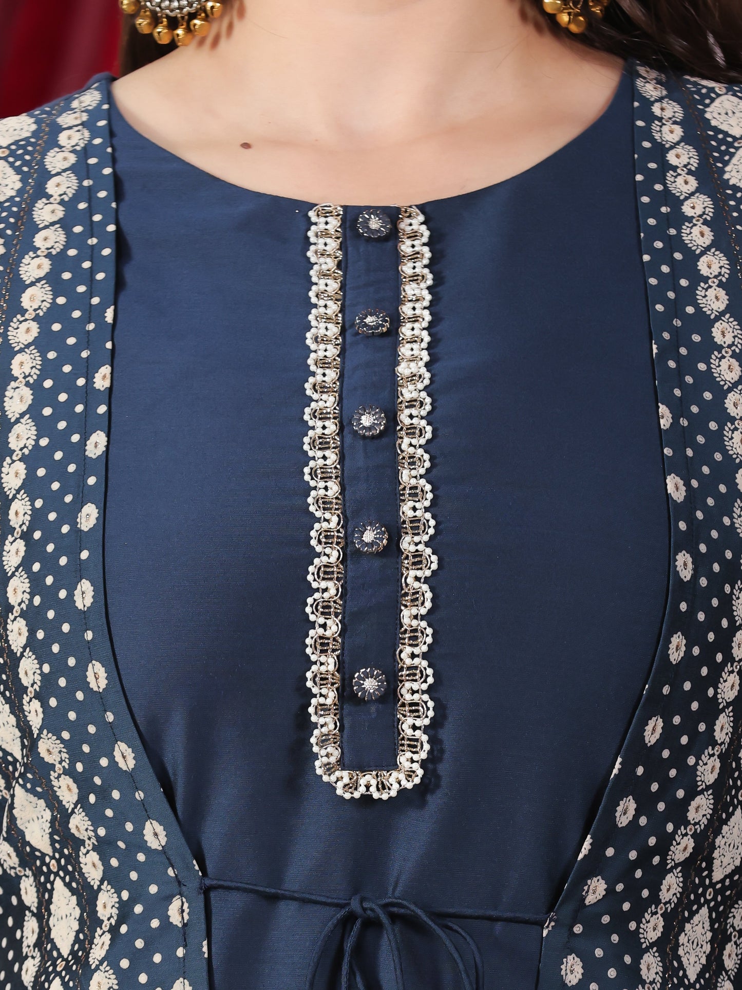 Poly Chanderi Dew Drop Straight Blue Kurta