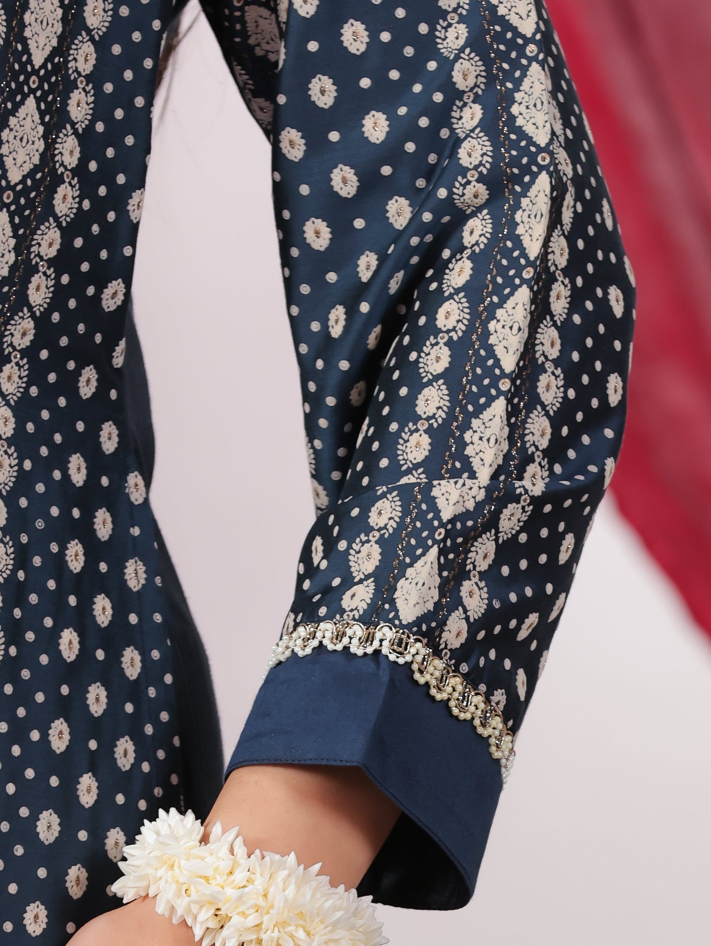 Poly Chanderi Dew Drop Straight Blue Kurta