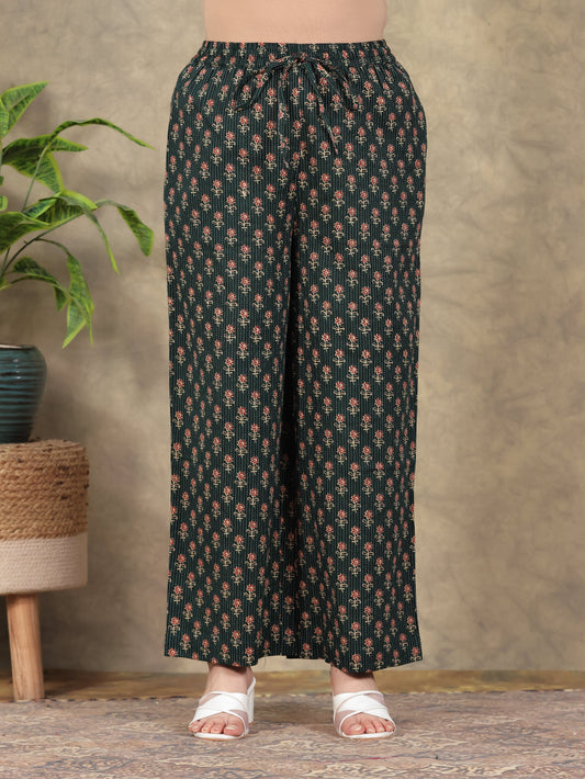 Kantha Cotton Floral Green Palazzo