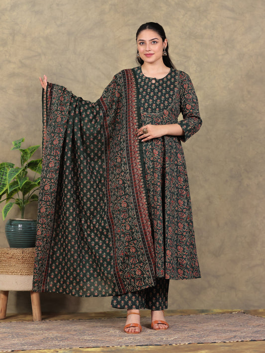 Cotton Voile Butti Green Dupatta