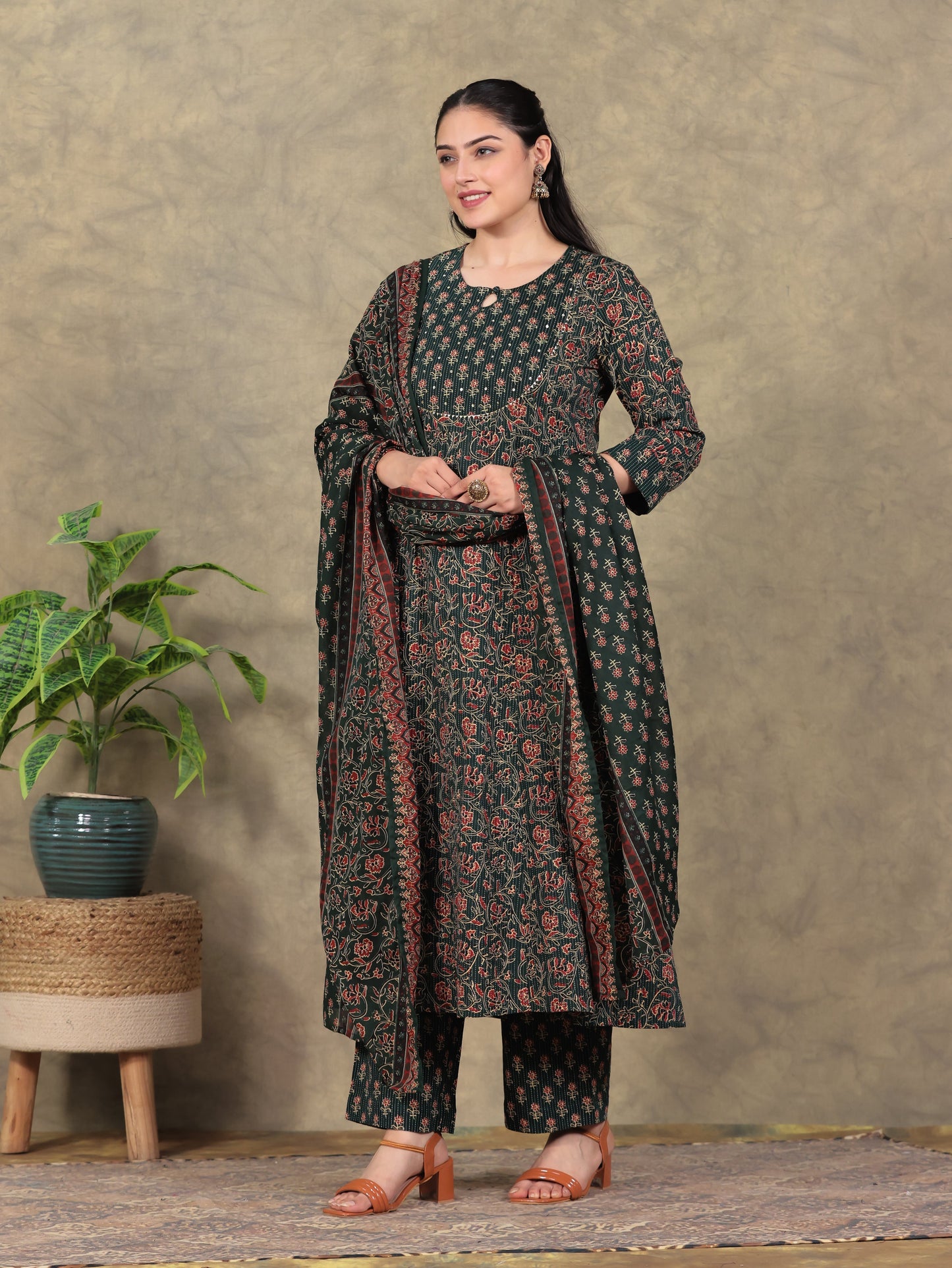 Cotton Voile Butti Green Dupatta
