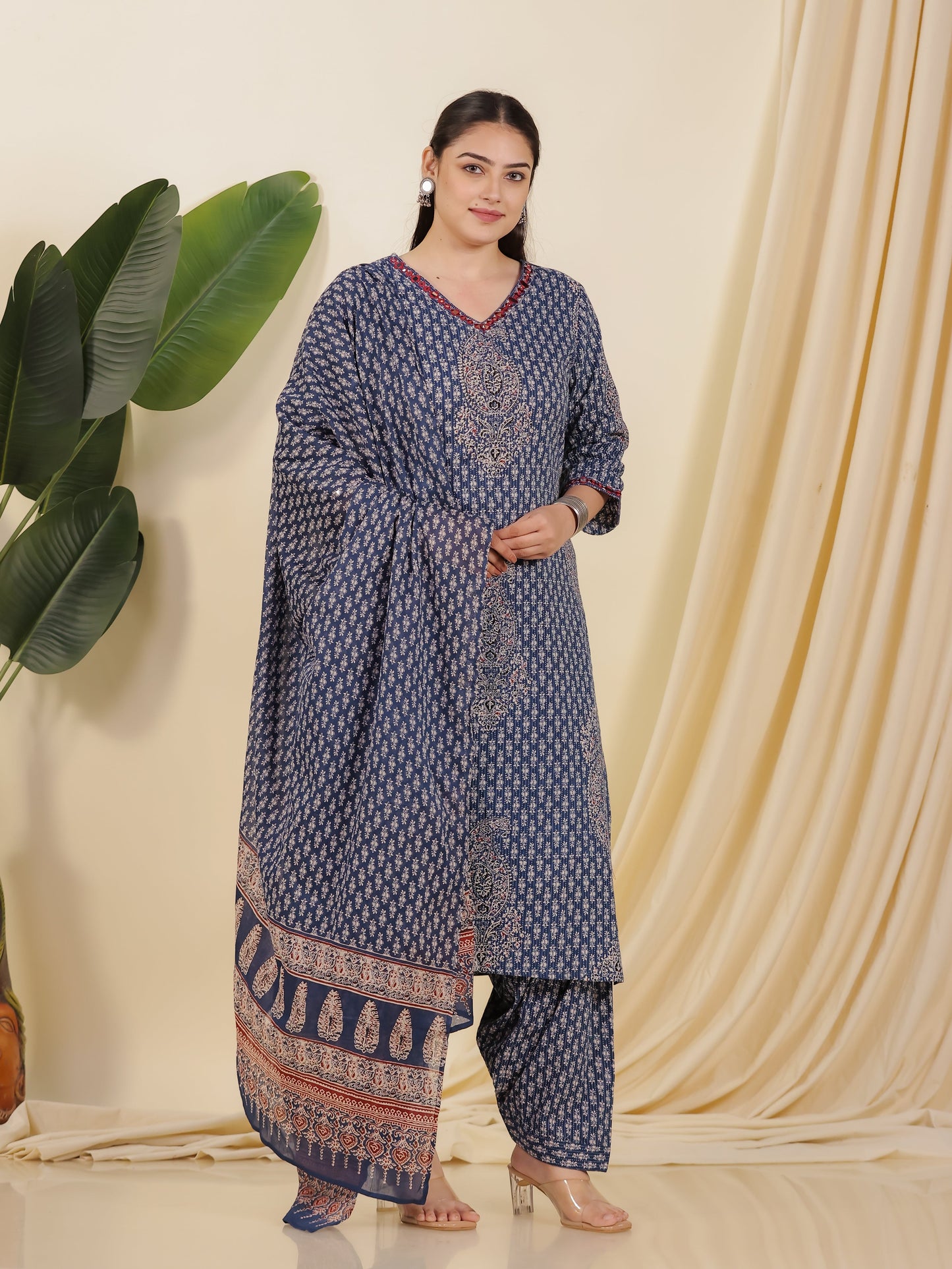 Cotton Voile Paisley Blue Dupatta