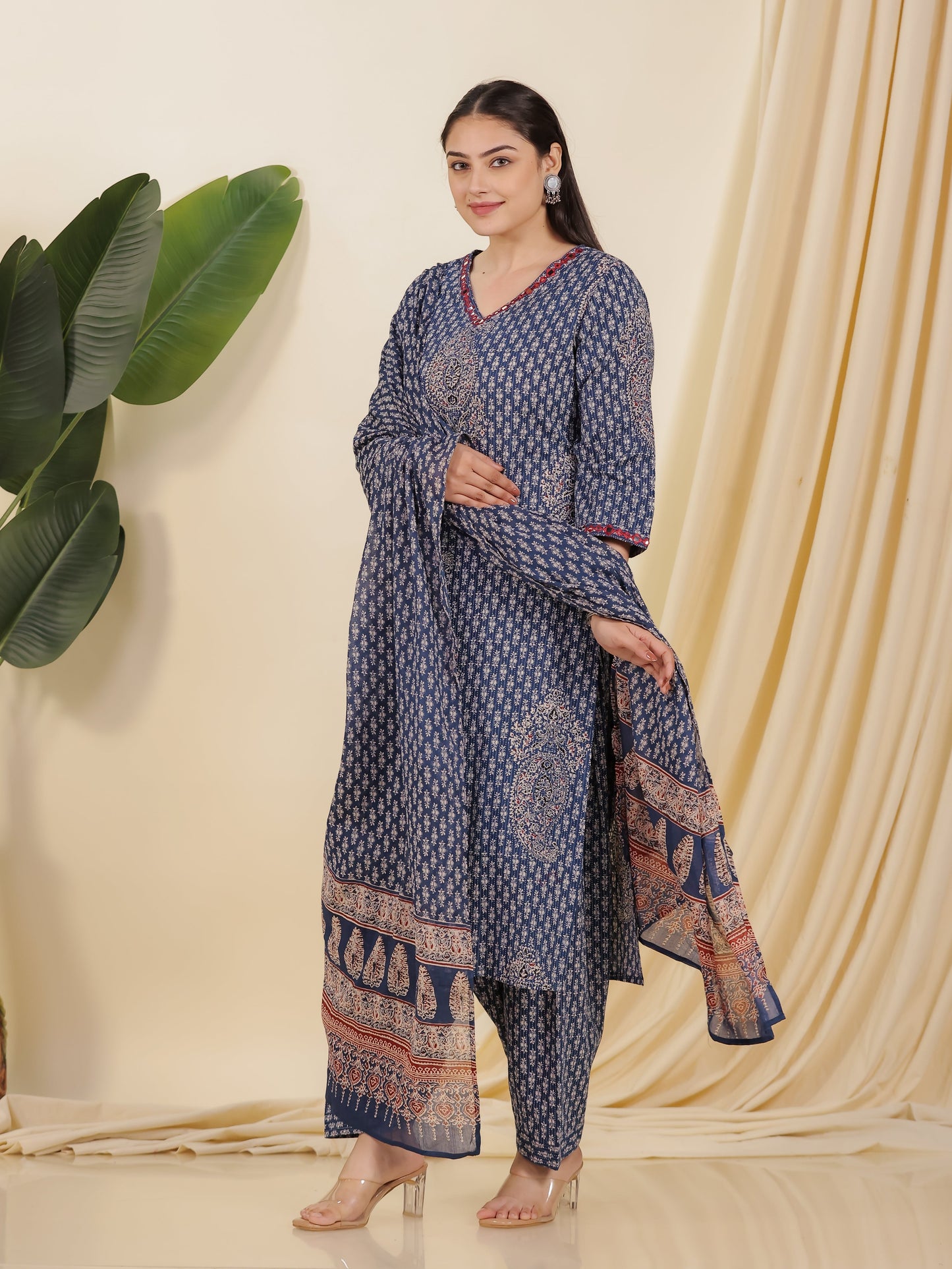 Cotton Voile Paisley Blue Dupatta