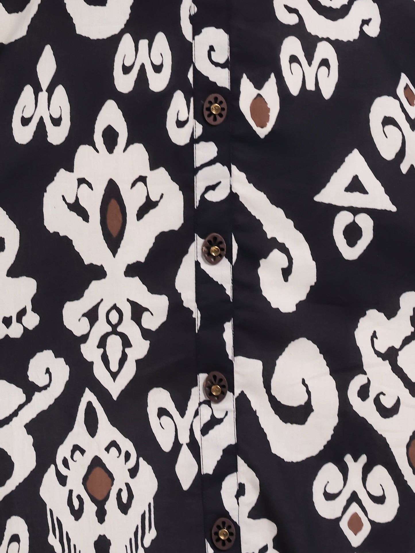 Soft Cotton Ikat A-line Black Kurta