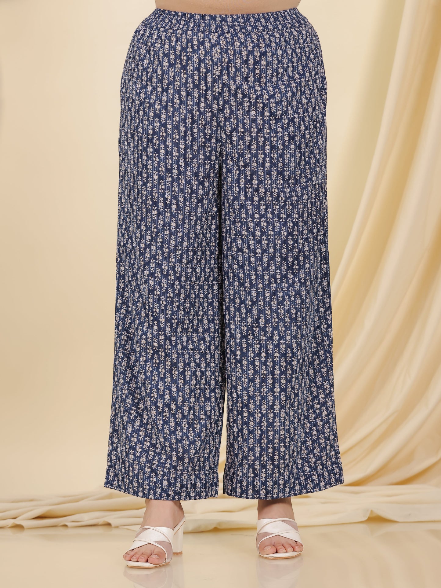 Kantha Cotton Butti Blue Palazzo