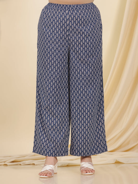 Kantha Cotton Butti Blue Palazzo