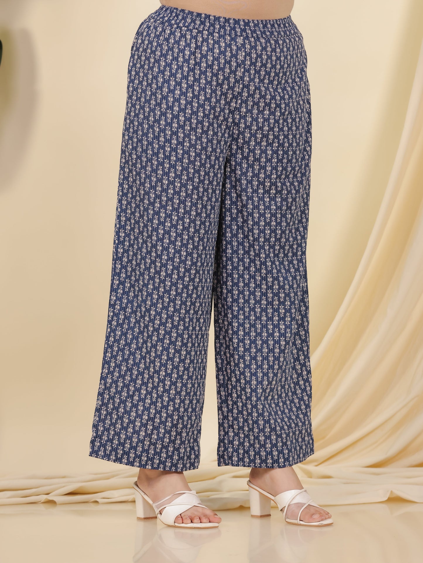 Kantha Cotton Butti Blue Palazzo