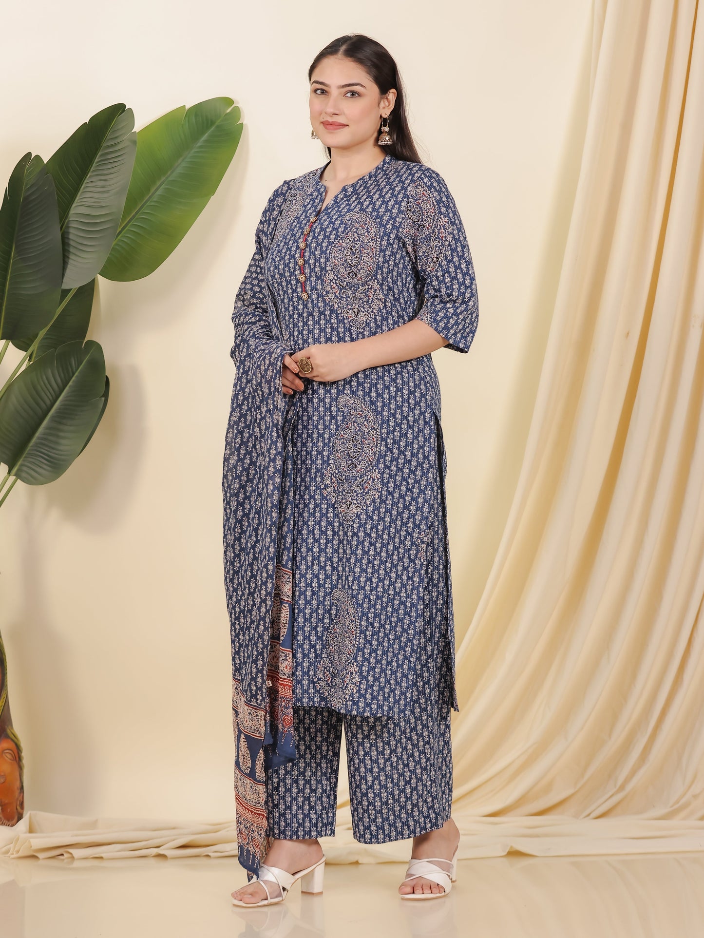 Cotton Voile Butti Blue Dupatta