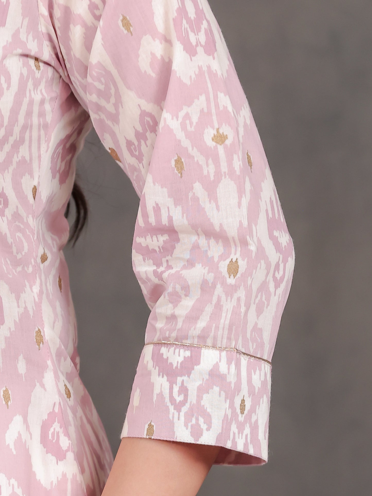 Soft Cotton Ikat Flared Pink Kurta