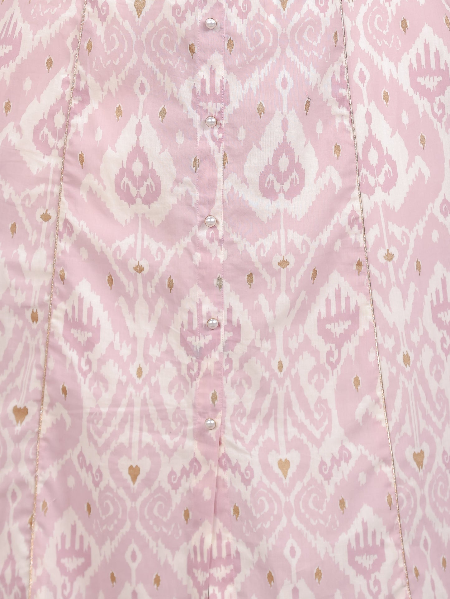 Soft Cotton Ikat Flared Pink Kurta