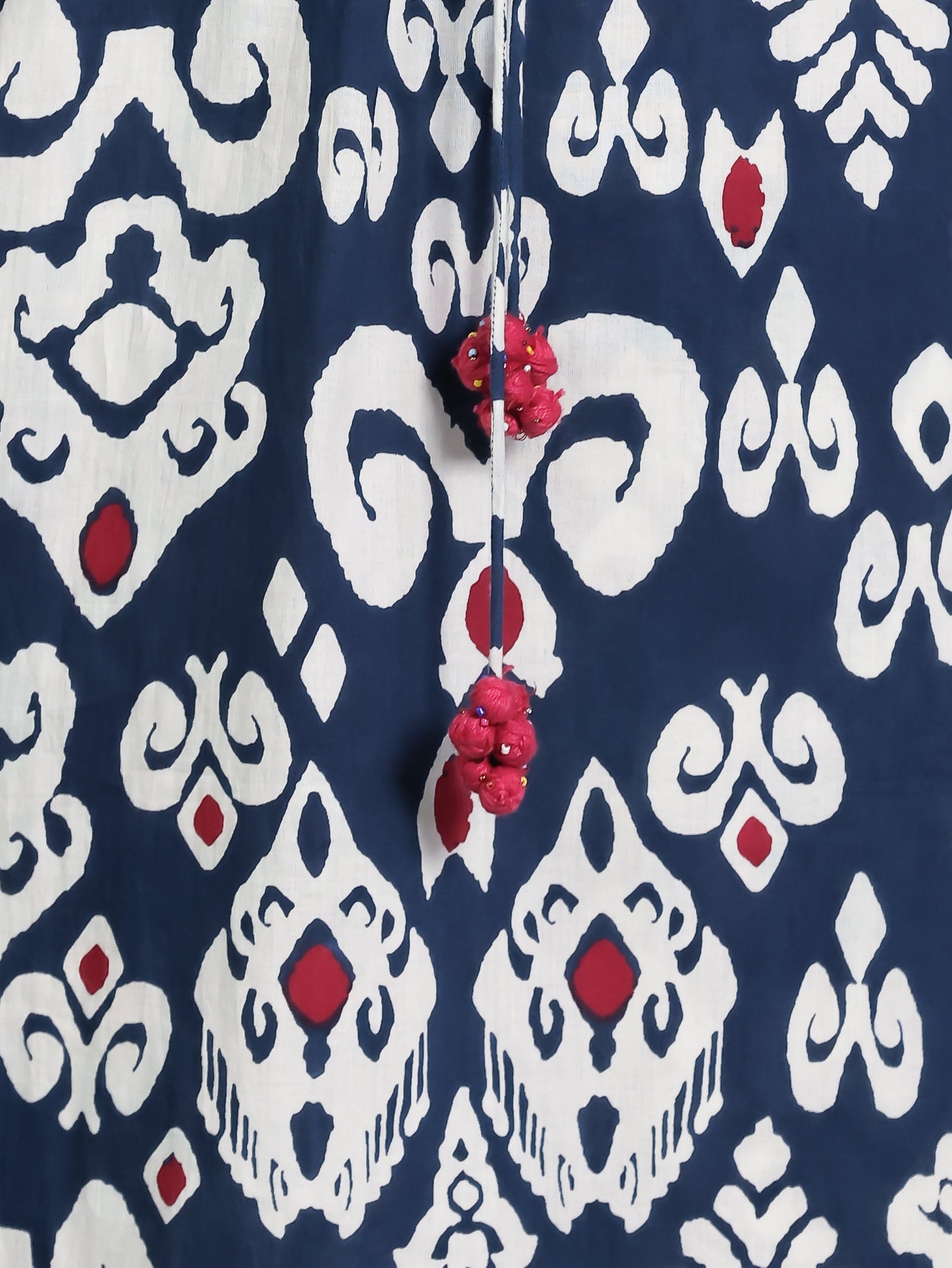 Soft Cotton Ikat Kaftan Blue Kurta
