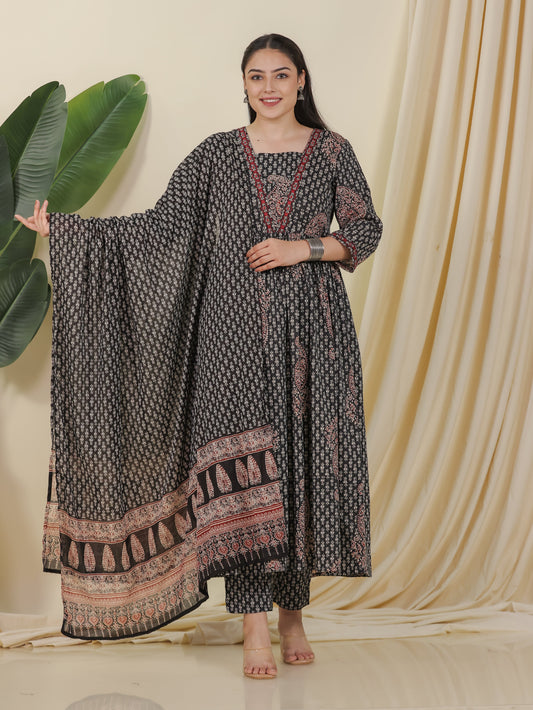 Cotton Voile Butti Black Dupatta