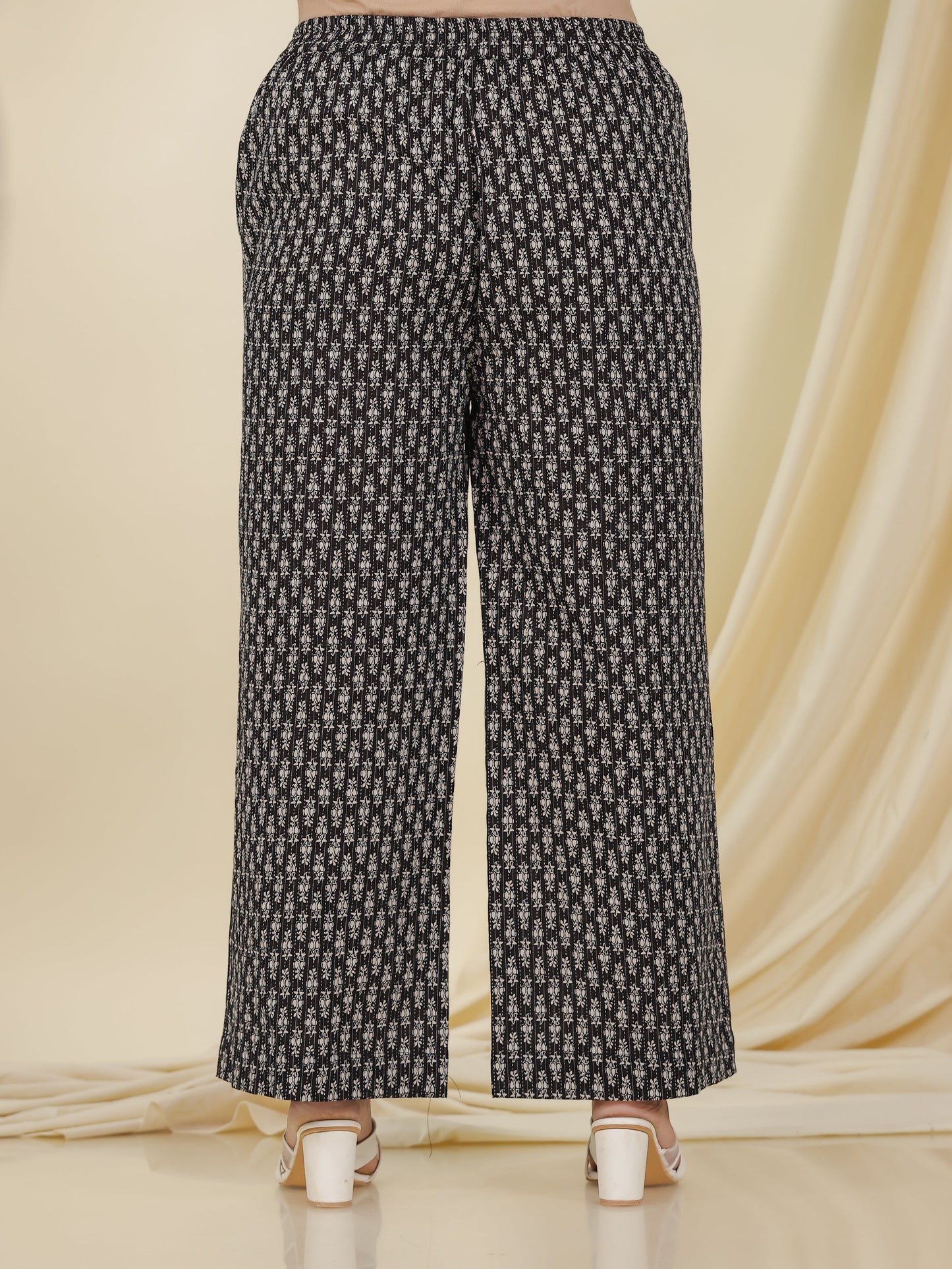 Kantha Cotton Butta Black Palazzo