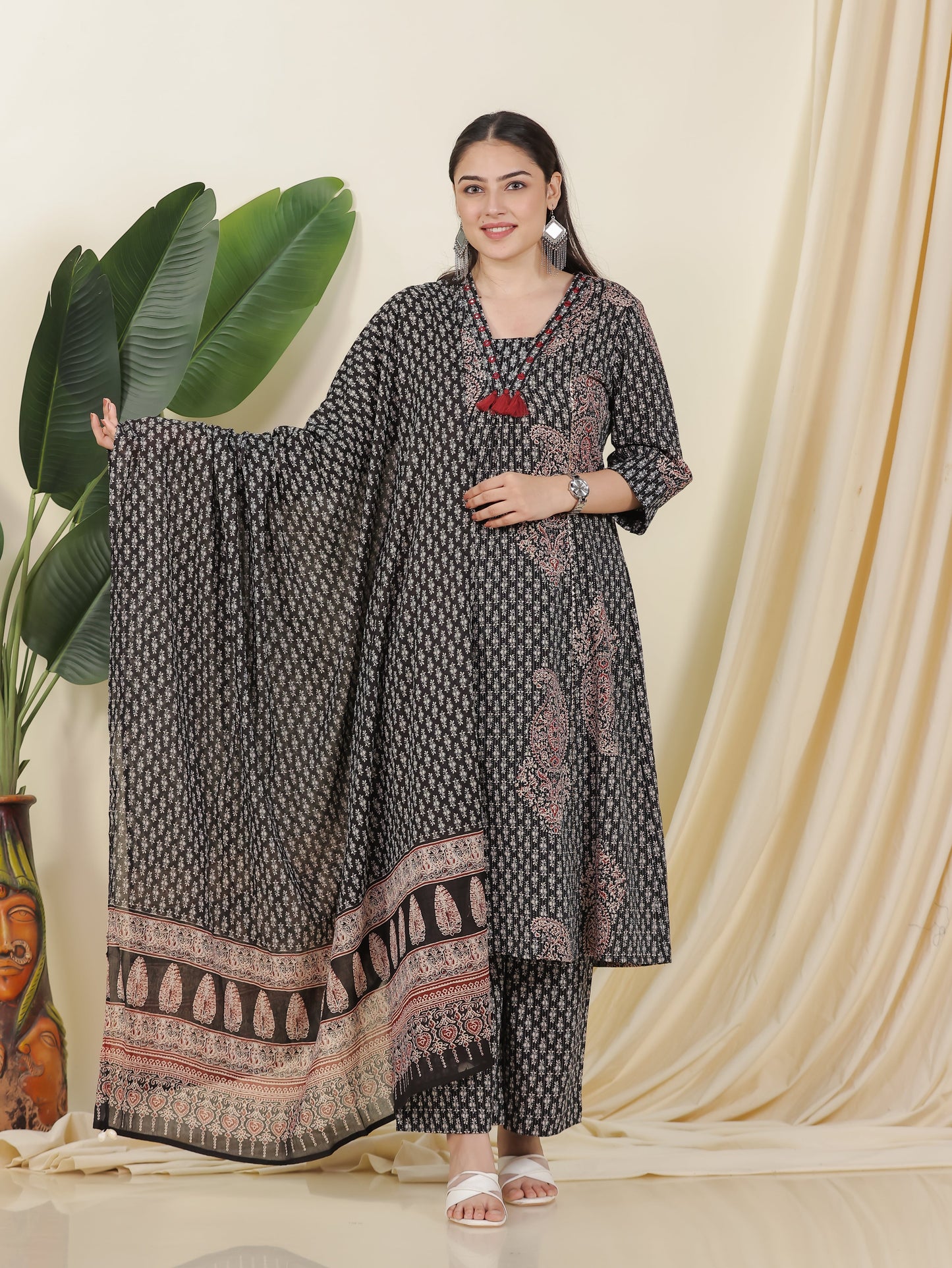Cotton Voile Butta Black Dupatta