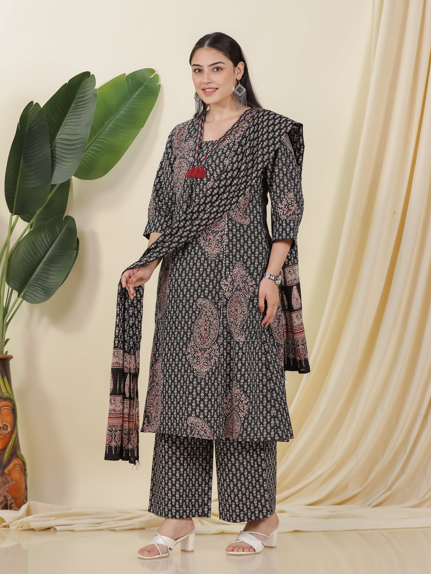 Cotton Voile Butta Black Dupatta