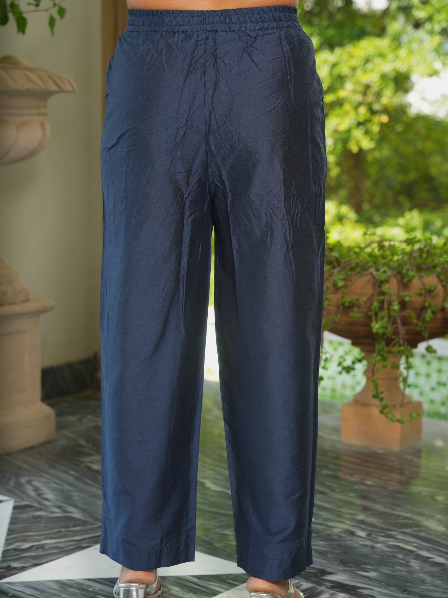 Chanderi Dew Drop Straight Blue Kurta