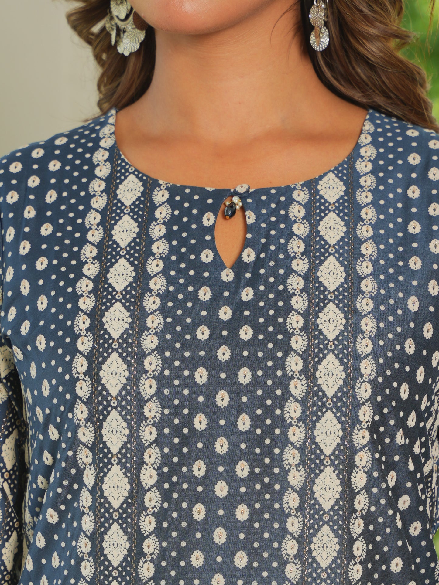 Chanderi Dew Drop Straight Blue Kurta