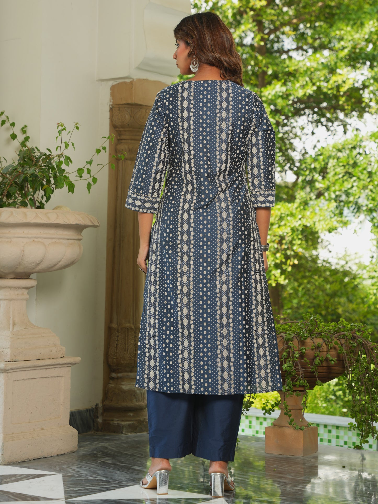 Chanderi Dew Drop Straight Blue Kurta