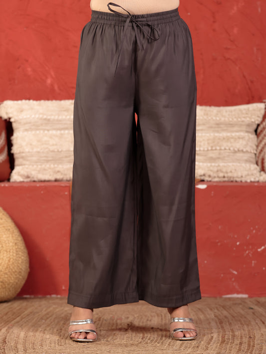 Chanderi Solid Grey Palazzo