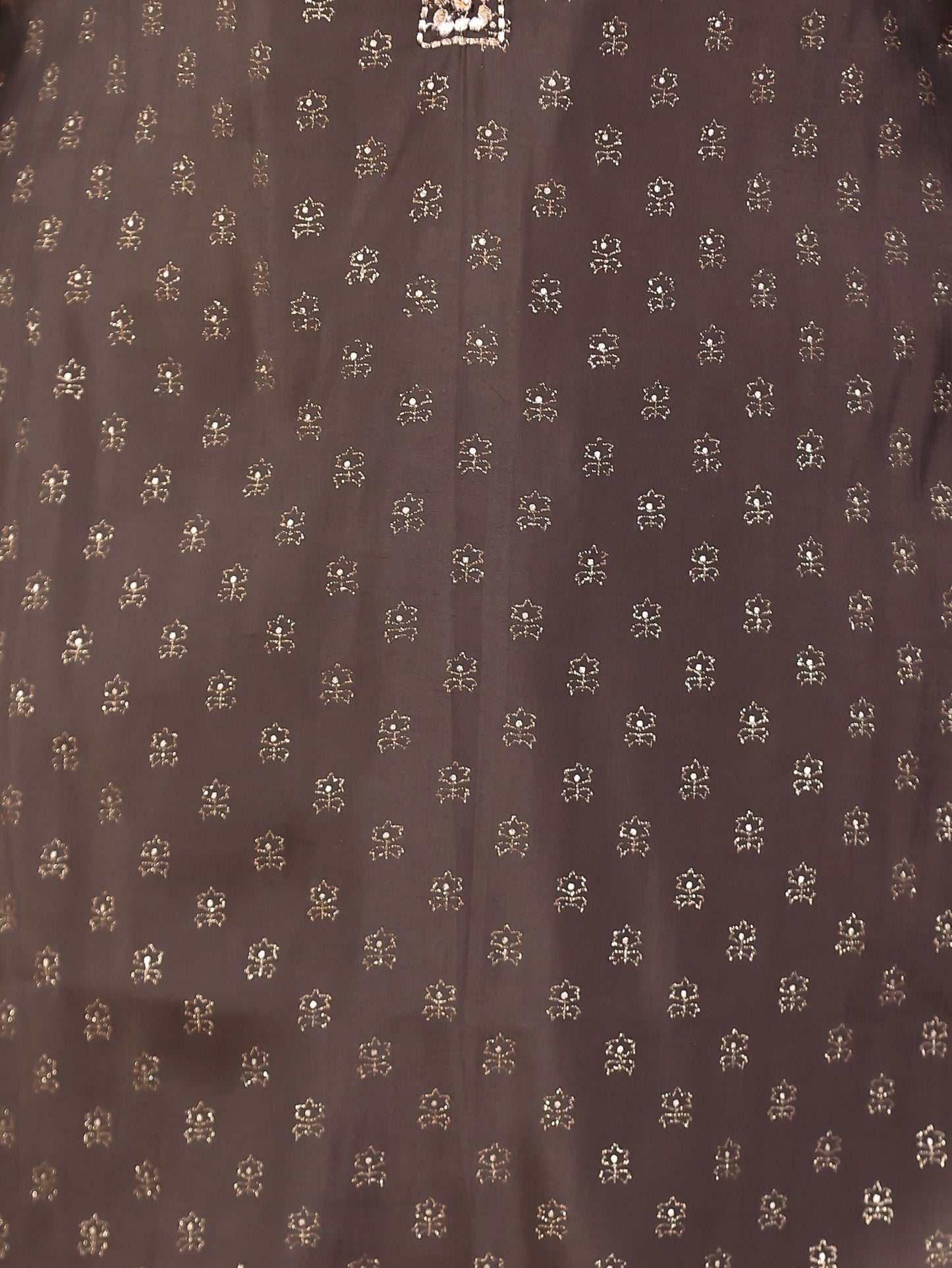 Embroidered Chanderi Gold foil Straight Grey Kurta