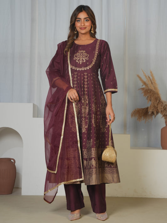 Organza Solid Maroon Dupatta