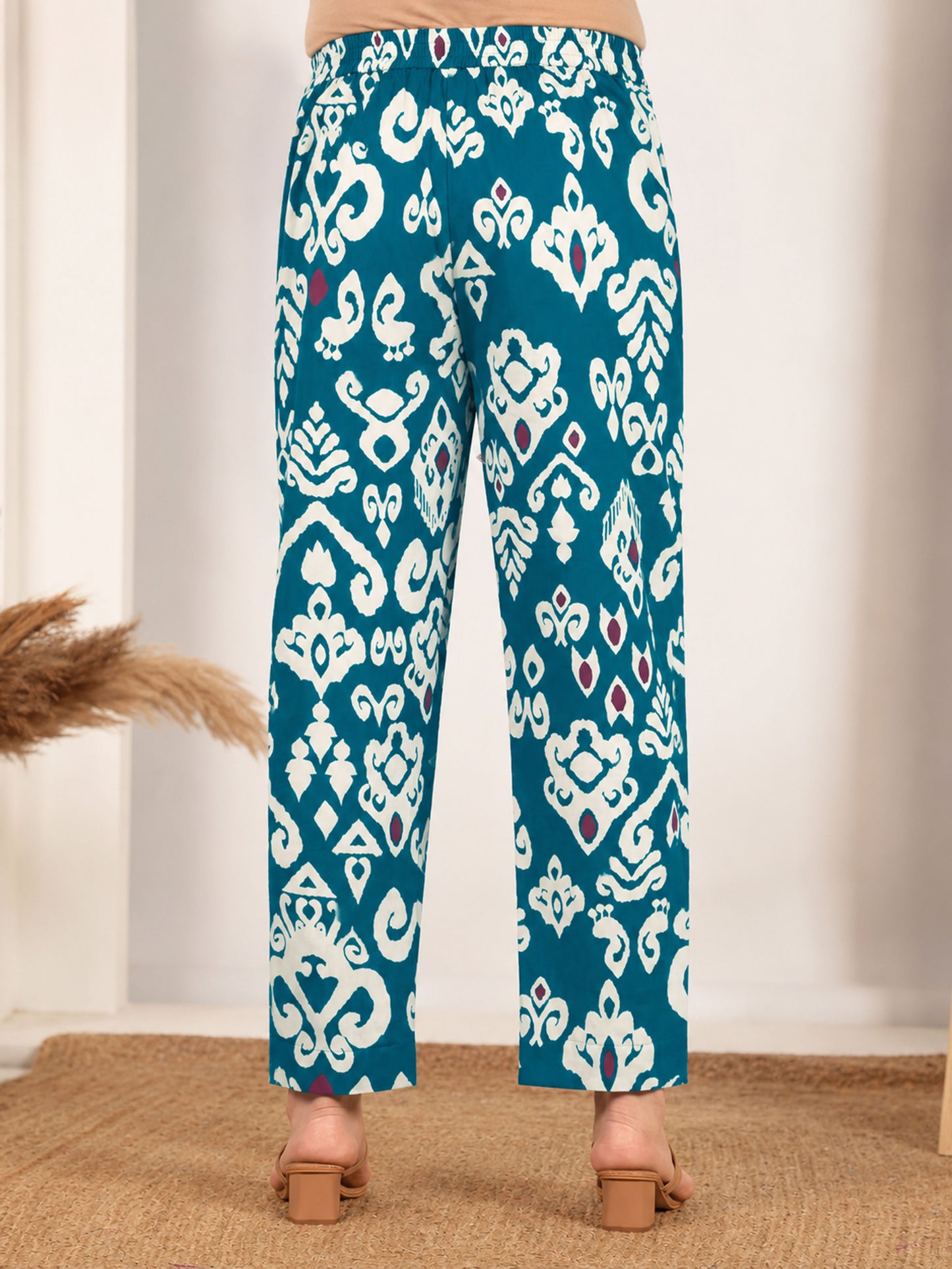 Soft Cotton Ikat High Low Teal Kurta