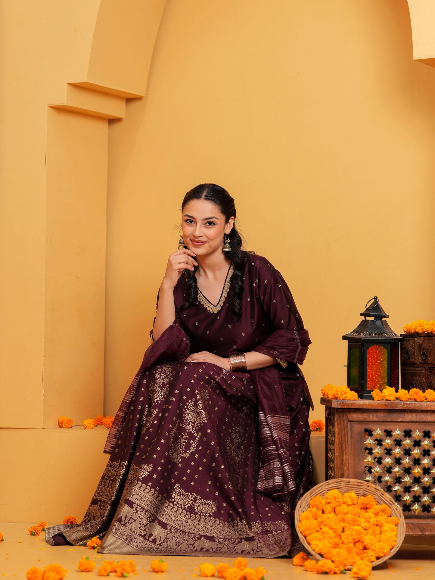 Chanderi Woven Design Maroon Dupatta