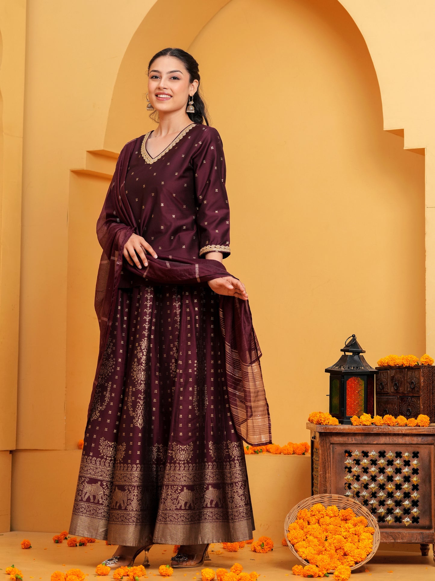 Chanderi Woven Design Maroon Dupatta