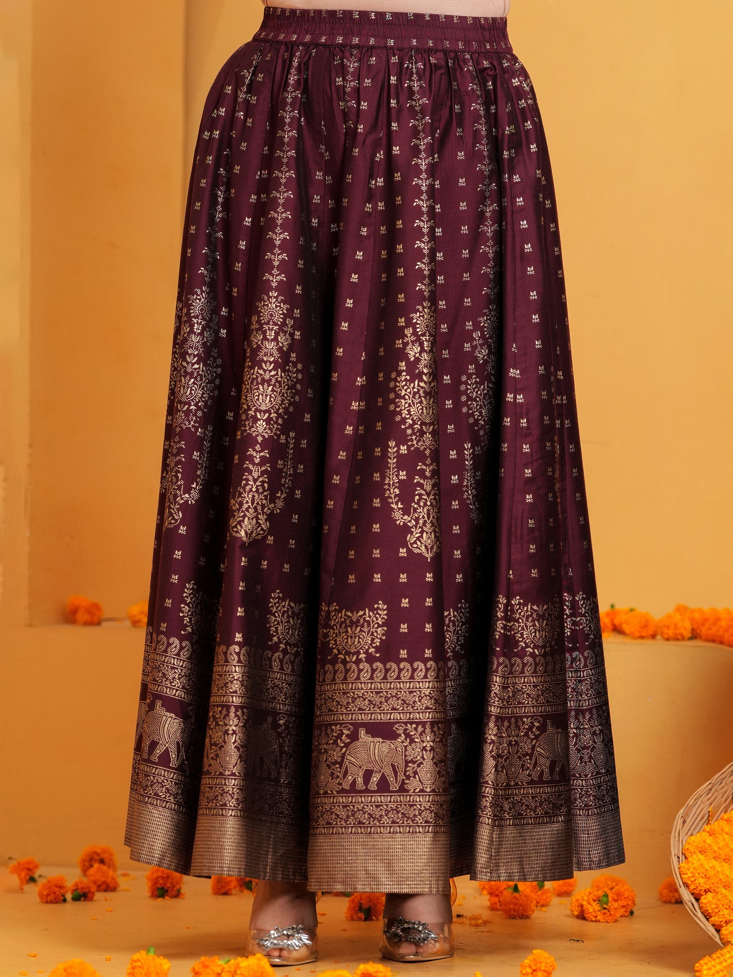 Blended Silk Solid Straight Maroon Kurta