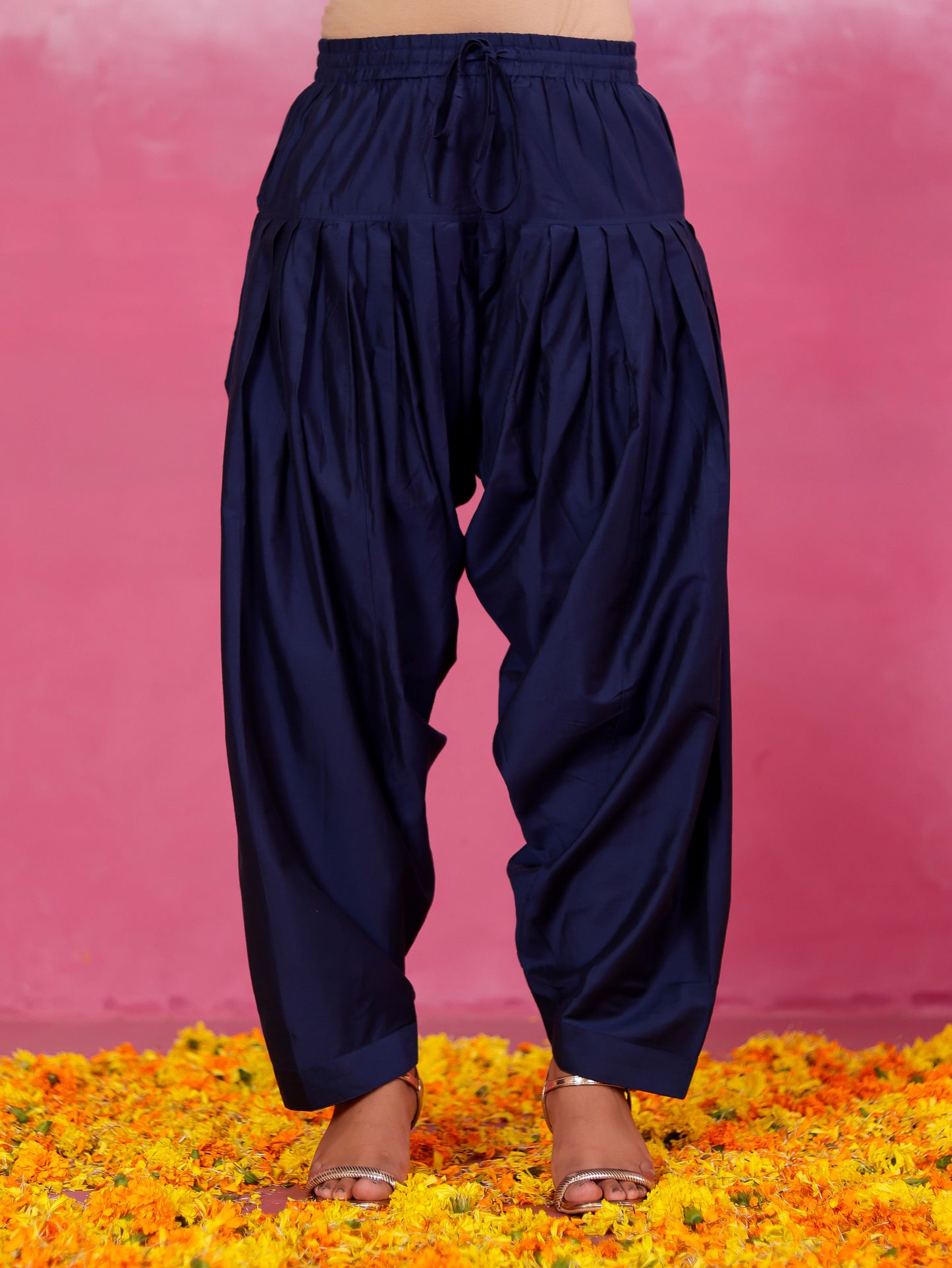 Chanderi Geometric Straight Blue Kurta