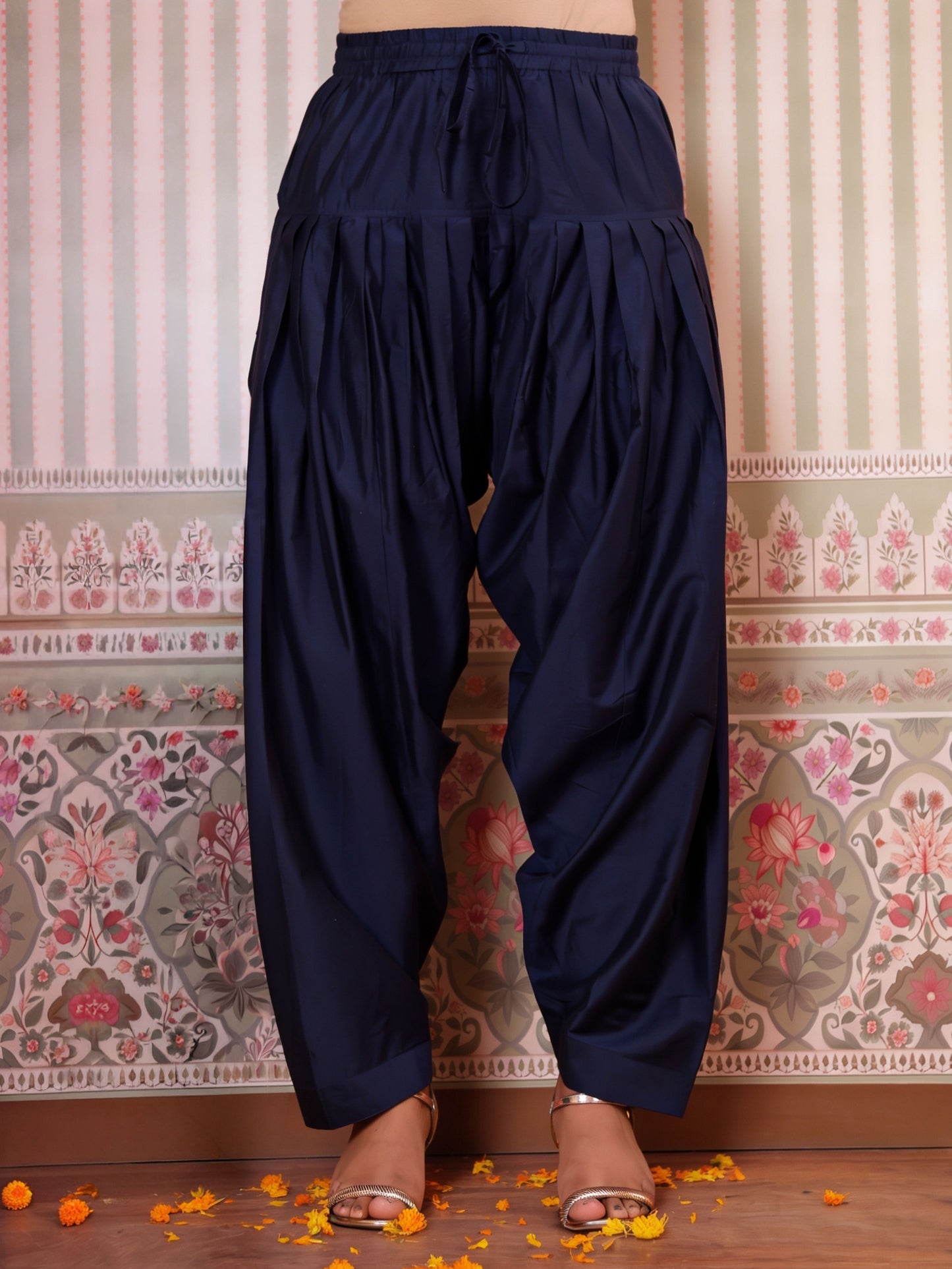 Chanderi Geometric Straight Blue Kurta