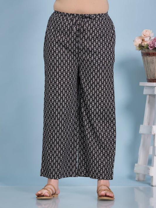 Kantha Cotton Butta Black Palazzo